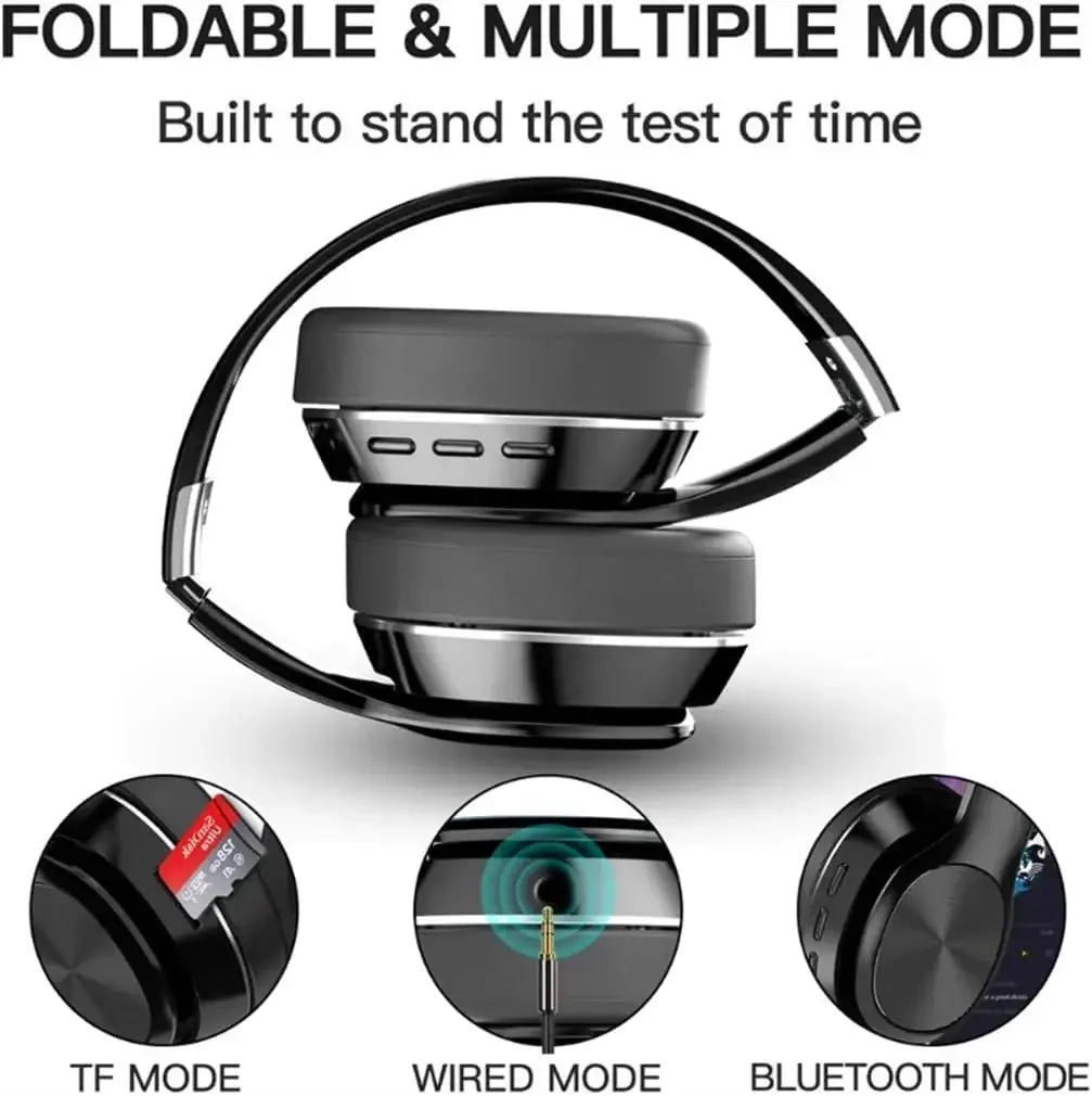 HiFi Foldable Wireless Bluetooth Headphon 5.0 for Pc Support TF Card/FM Radio Stereo Headset with Microphone Deep Bass