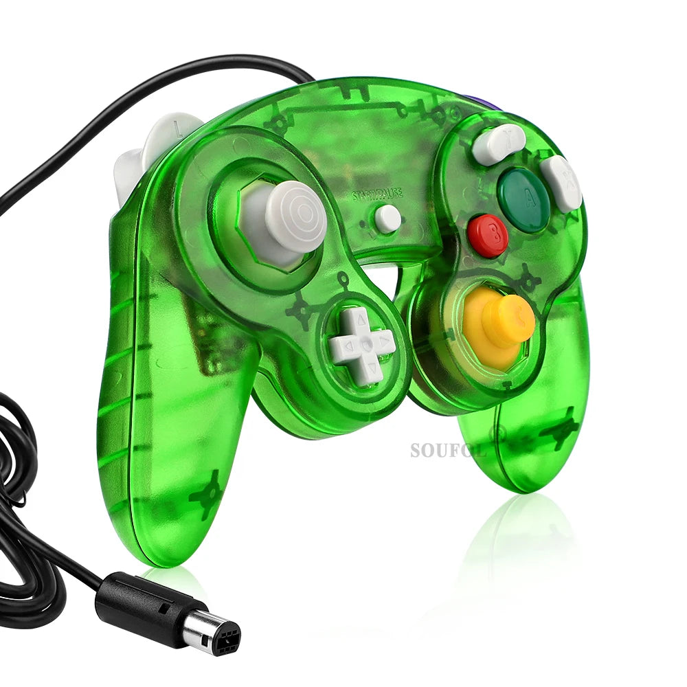 Transparent Color Wired Game Controller For GameCube NGC Gamepad One Button Wired Game Controller Joystick for NGC