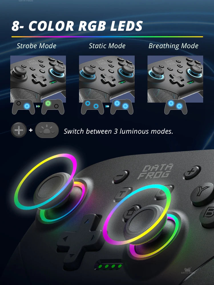 DATA FROG Wireless Pro Controller Gamepad with Programmable Function for Switch / For Switch OLED / For Switch Lite / PC