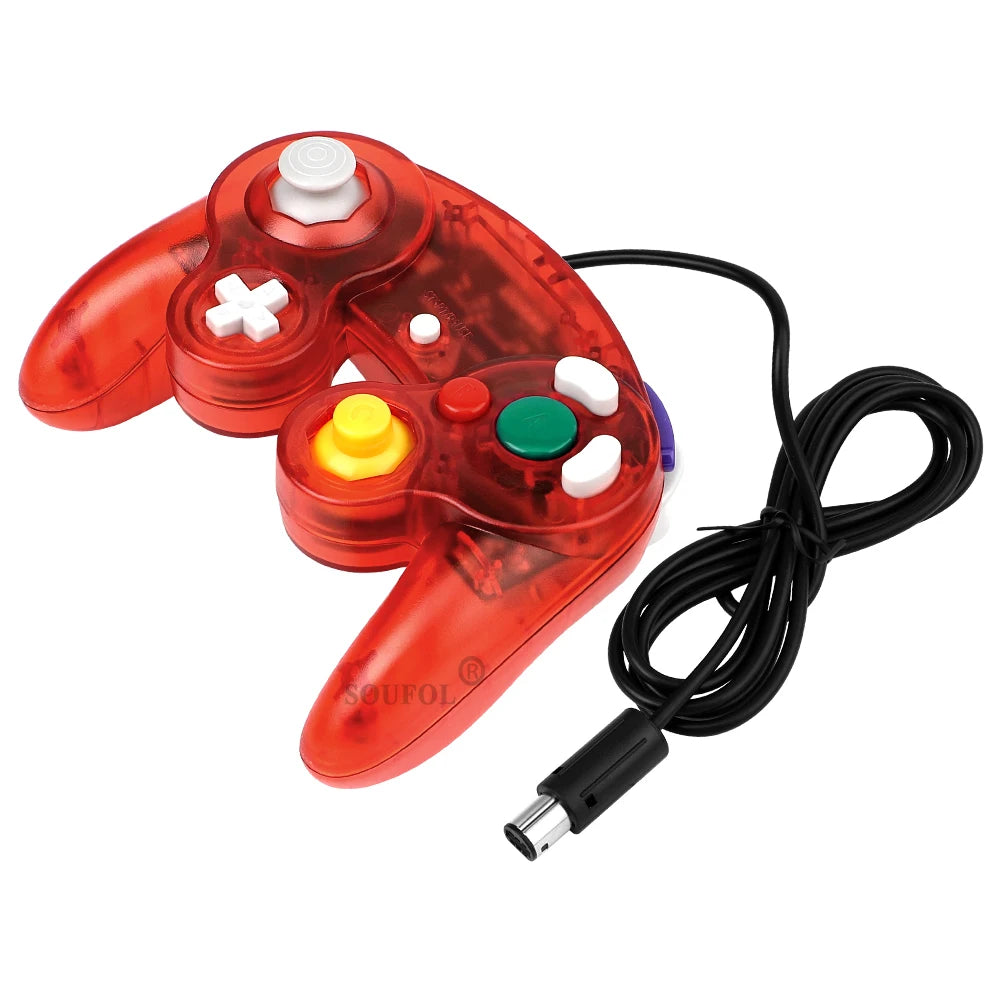 Transparent Color Wired Game Controller For GameCube NGC Gamepad One Button Wired Game Controller Joystick for NGC