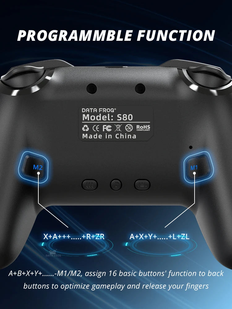 DATA FROG Wireless Pro Controller Gamepad with Programmable Function for Switch / For Switch OLED / For Switch Lite / PC