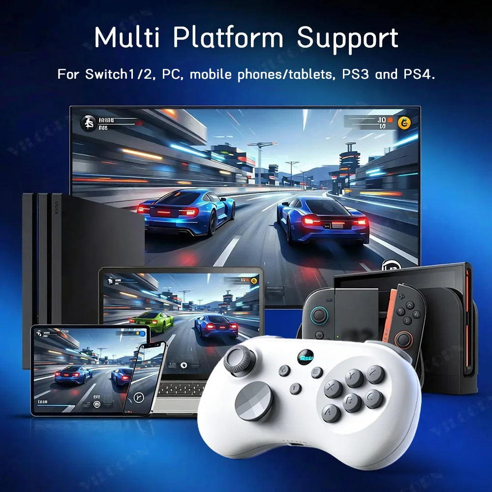Y04 Wireless Game Controller for Switch/PC/PS4 – Hall Effect Joystick, 6-Button Layout Arcade Gamepad with Turbo & Back Buttons