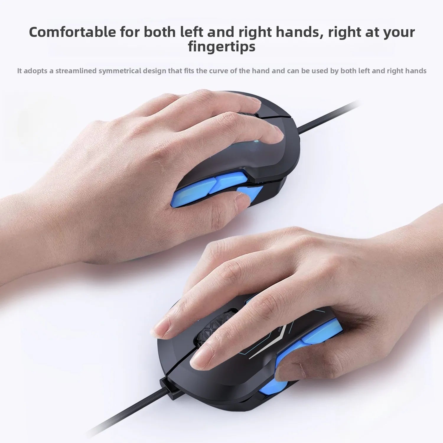 Left Hand Wired Mouse with 10 Buttons Compatible with 12800DPI for Office Work and Gaming Use with Precision Control