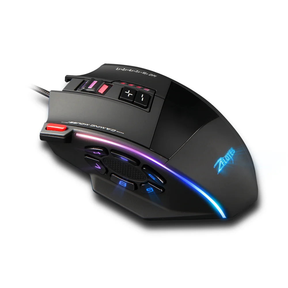 ZELOTES C13 Wired Mouse Programming Gaming Mouse 13 Keys 10000DPI RGB Light Laser Mouse for Laptop Computer PC