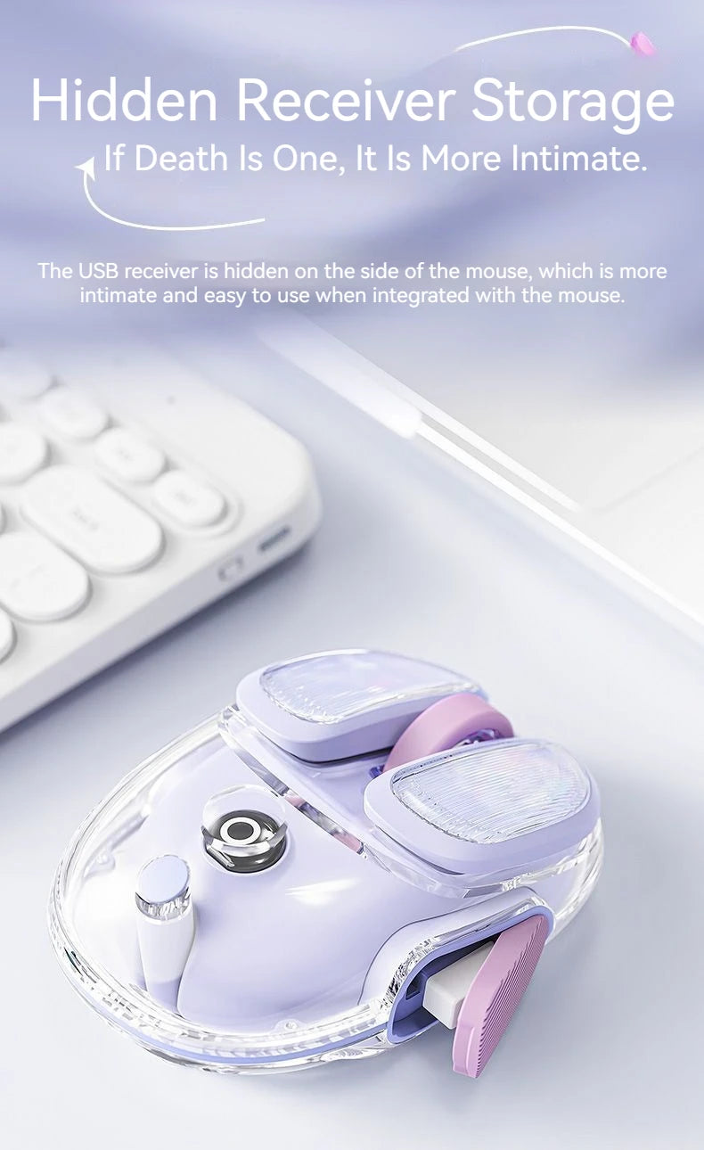 EWEADN Q9 Mini Wireless Mouse, Dual Mode BT+2.4G, 4800 DPI, Silent Click, Rechargeable, Ergonomic, Potato Shape, for Office/Home