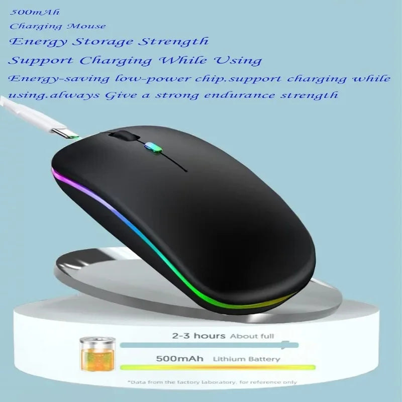 Bluetooth Wireless Mouse for Computer PC Laptop IPad Tablet with RGB Backlight Mice Ergonomic Rechargeable USB Mouse