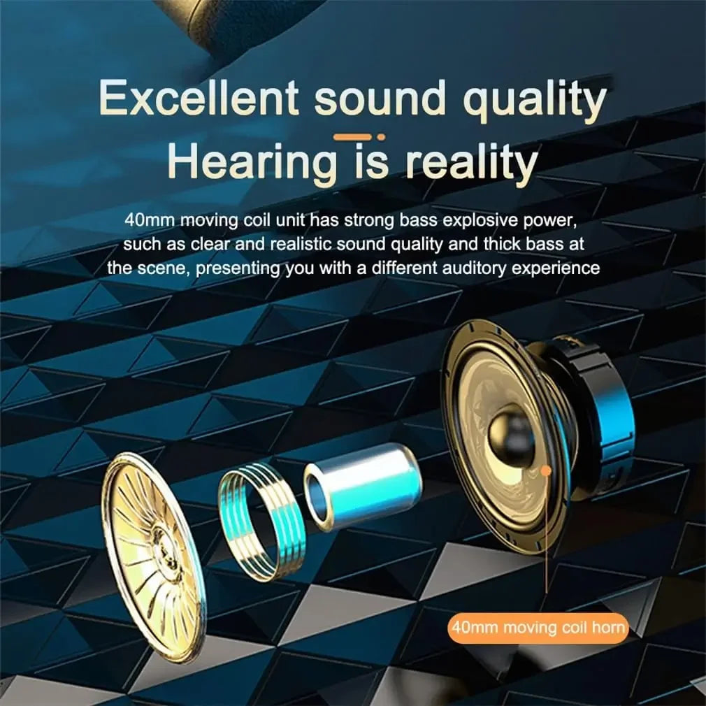 HiFi Foldable Wireless Bluetooth Headphon 5.0 for Pc Support TF Card/FM Radio Stereo Headset with Microphone Deep Bass
