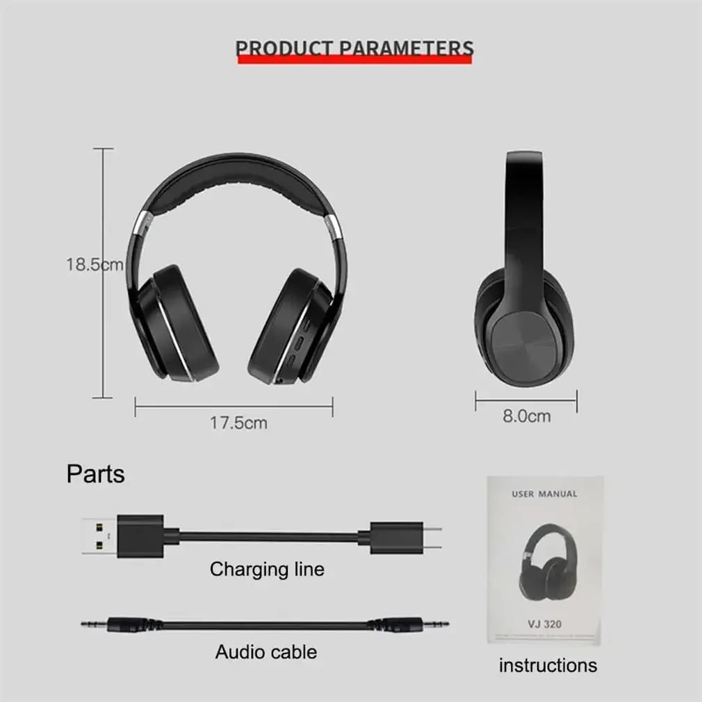 HiFi Foldable Wireless Bluetooth Headphon 5.0 for Pc Support TF Card/FM Radio Stereo Headset with Microphone Deep Bass