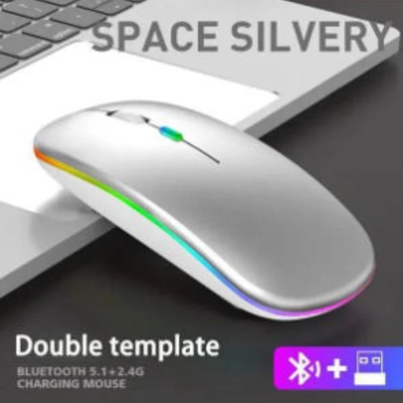 Bluetooth Wireless Mouse for Computer PC Laptop IPad Tablet with RGB Backlight Mice Ergonomic Rechargeable USB Mouse