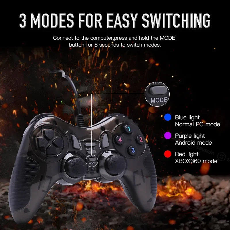 USB Wired Dual Vibration Gaming Controller Joystick For PC Computer Windows XP 7 8 10 PS3 Gamepad